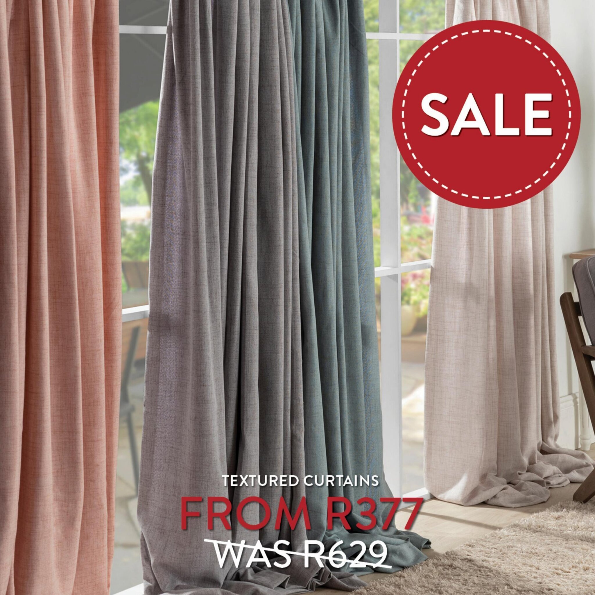 Textured Curtains offer at Biggie Best