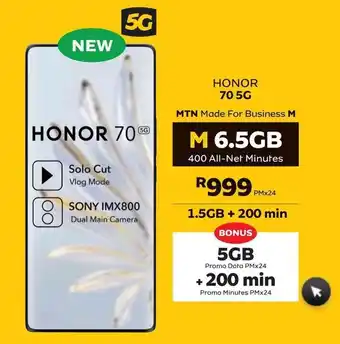 MTN Honor 70 5G pm x 24 offer