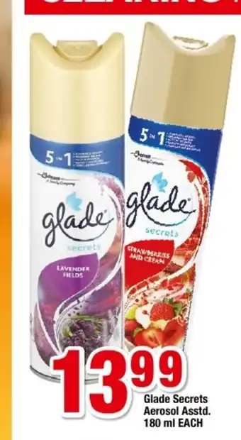 OK Foods Glade Secrets Aerosol Asstd 180ml each offer