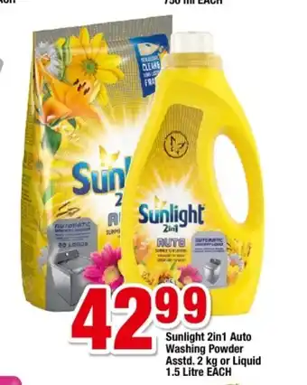 OK Foods Sunlight 2in1 Auto Washing Powder Asstd 2kg Liquid 1.5 Litre each offer