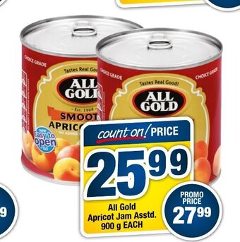 OK Foods All Gold Apricot Jam Asstd 900g each offer