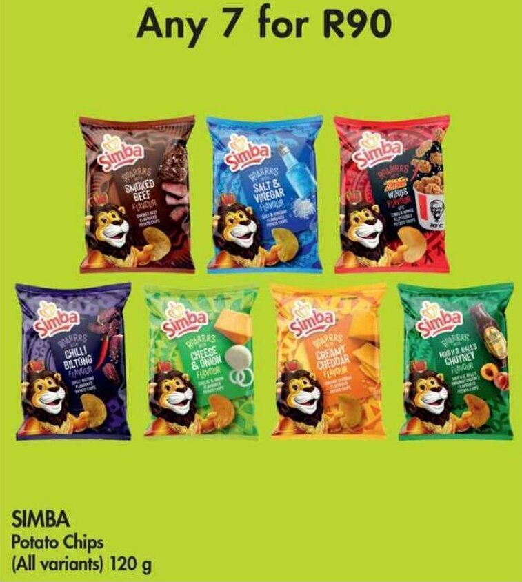 SIMBA Potato Chips all variants 7 x 120g offer at Makro