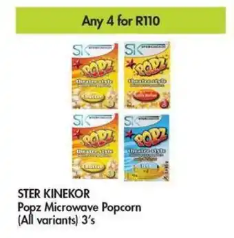 STER KINEKOR Popz Microwave Popcorn all variants 4 x 3's