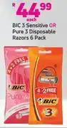 Game Bic 3 sensitive or pure 3 disposable razors-6 pack each offer