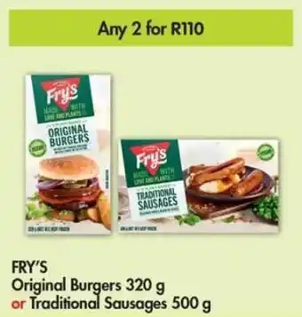Makro FRY'S Original Burgers or Traditional Sausages 2 x 320g /500g offer
