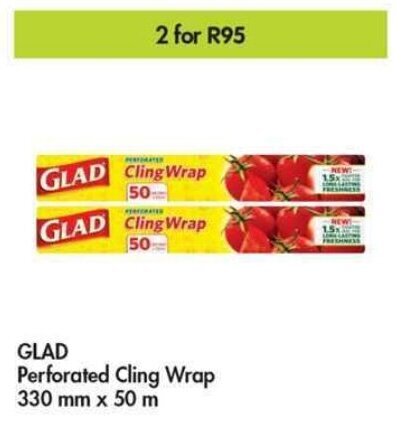 GLAD Perforated Cling Wrap 2 x 330mm x 50m offer at Makro