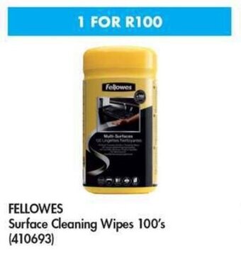 Makro FELLOWES Surface Cleaning Wipes 100's offer
