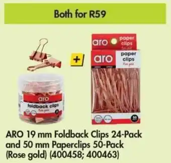 Makro ARO Foldback Clips 24-pack x 19mm and Paperclips 50-pack x 50mm offer