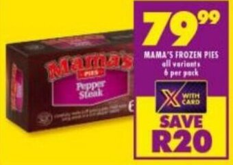 Shoprite Mama's Frozen Pies 6 per Pack offer