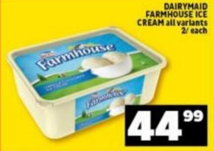 Dairymaid Farmhouse Ice Cream 2L offer at Shoprite