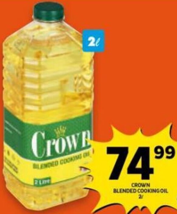 Crown Blended Cooking Oil 2L offer at Shoprite