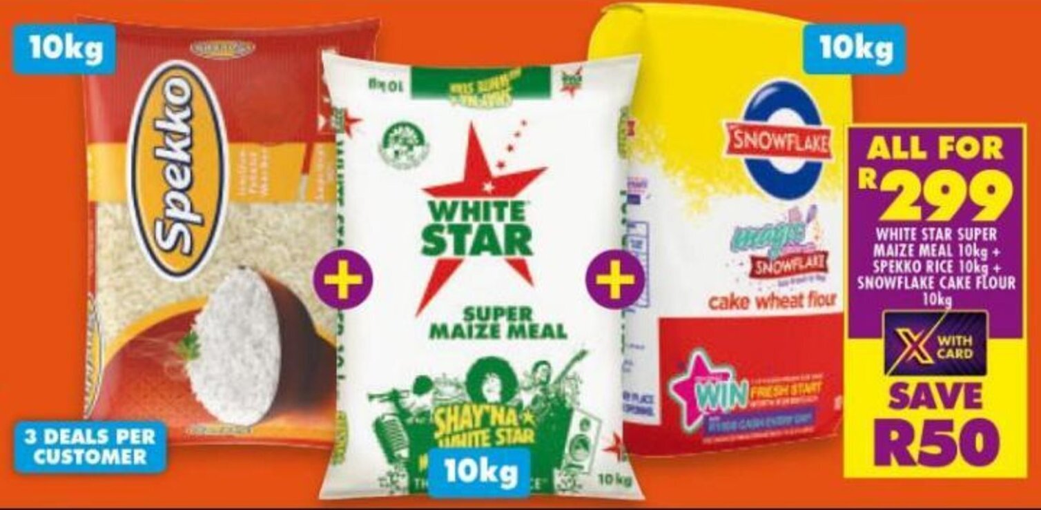 white-star-super-maize-meal-10kg-spekko-rice-10kg-snowflake-care