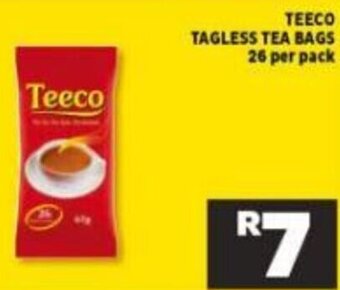 Shoprite Teeco Tagless Tea Bags 26 per Pack offer