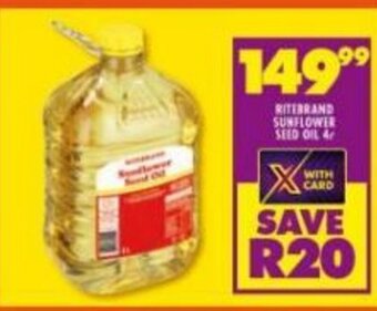Shoprite Ritebrand Sunflower Seed Oil 4L offer