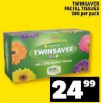 Shoprite Twinsaver Facial Tissues 180 per Pack offer