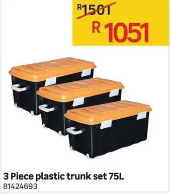 Leroy Merlin 3 Piece Plastic Trunk Set 75L offer