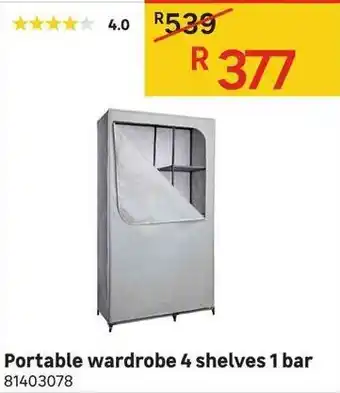 Leroy Merlin Portable Wardrobe 4 Shelves 1 Bar offer