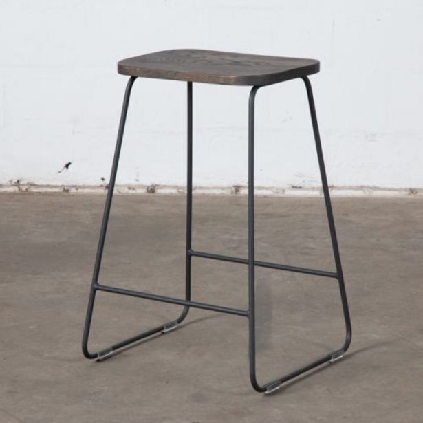 Industrial counter stool ebony oak seat offer at Weylandts