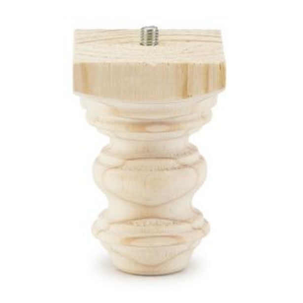 Classic short leg, h100 x 65mm x 65mm, raw pine, m8 bolt offer at Gelmar