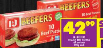 Shoprite I&J Beefers Frozen Beef Patties 500g offer