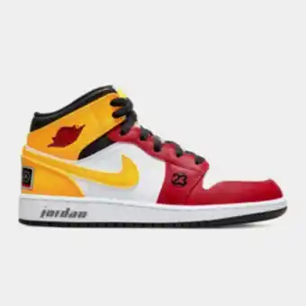 Sportscene Jordan 1 mid juniors black/yellow sneaker offer