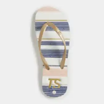 Women's ts striped pink/navy/gold thongs