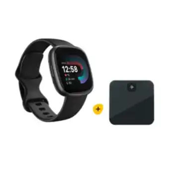 Fitbit versa 4 black/graphite watch + black aria scale