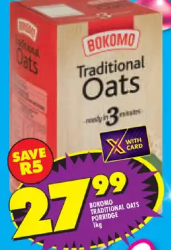 Shoprite Bokomo Traditional Oats Porridge 1Kg offer