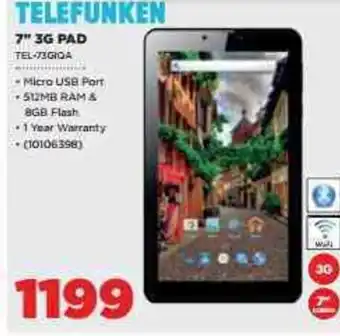 HiFi Corp Telefunken 7"3G Pad Tel 3G Pad Tel-73GIOA offer