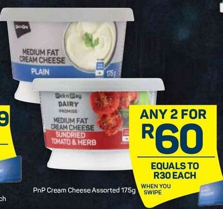 Pnp Cream Cheese Assorted 175g offer at Pick n Pay