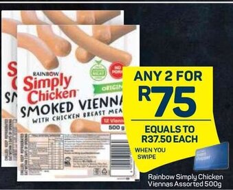 Pick n Pay Rainbow Simply Chicken Viennas Assorted 500g offer