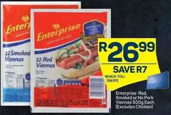 Pick n Pay Enterprise Red Smoked Or No Pork Viennas 500g offer