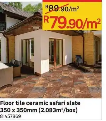Floor Tile Ceramic Safari Slate 350x350mm(2.083m²/Box)