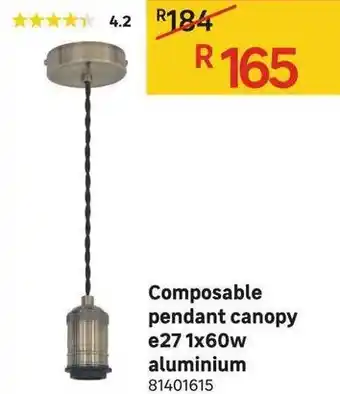 Leroy Merlin Composable Pendant Canopy E27 1x60W Aluminum offer