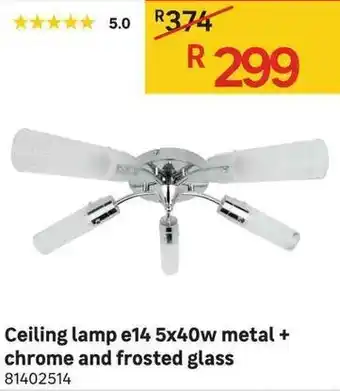 Leroy Merlin Ceiling Lamp E14 5x40W Metal + Chrome And Frosted Glass offer