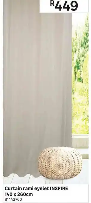 Leroy Merlin Curtain Rami Eyelet Inspire 140x260cm offer