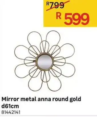 Leroy Merlin Mirror Metal Anna Round Gold D61cm offer