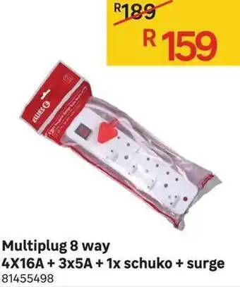 Leroy Merlin Multiplug 8 Way 4x16A+3x5A+1x Schuko+Surge offer