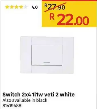 Leroy Merlin Switch 2x4 1L1w Veti 2 White 81419488 offer