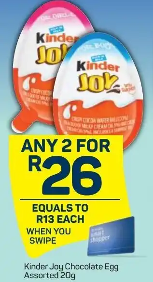 Pick n Pay Kinder Joy Chocolate Egg Egg Assorted 20g offer