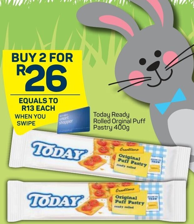 Today Ready Rolled Original Puff Pastry 400g offer at Pick n Pay