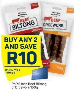 Pick n Pay Pnp Sliced Beef Biltong Or Droewors 150g offer