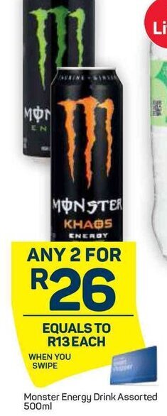 Pick n Pay Monster Energy Drink Assorted 500ml offer