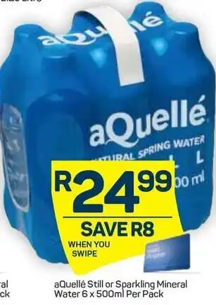 Pick n Pay Aquelle Still Or Sparkling Mineral Water 6x500ml offer