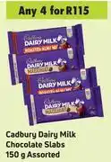 Game Cadbury dairy milk chocolate slabs assorted-for any 4 x 150g offer