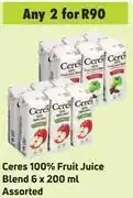 Game Ceres 100% fruit juice blend 6 x 200 ml assorted- for any 2 offer