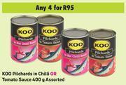 Game Koo pilchards in chilli or tomato sauce assorted-for any 4 x 400g offer