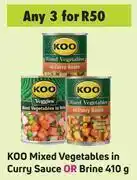 Game Koo mixed vegetables in curry sauce or brine-for any 3 x 410g offer