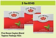 Game Five roses ceylon blend tagless teabags-for 3 x 102's pack offer