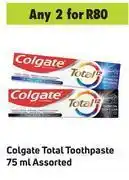 Game Colgate total toothpaste assorted-for any 2 x 75ml offer
